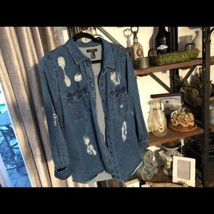 Denim distress shirt